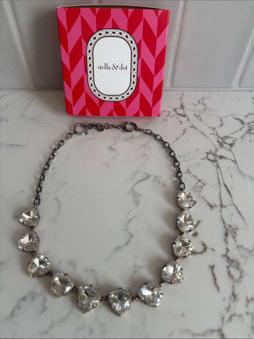Stella & Dot Silver Crystal Necklace - Clear
